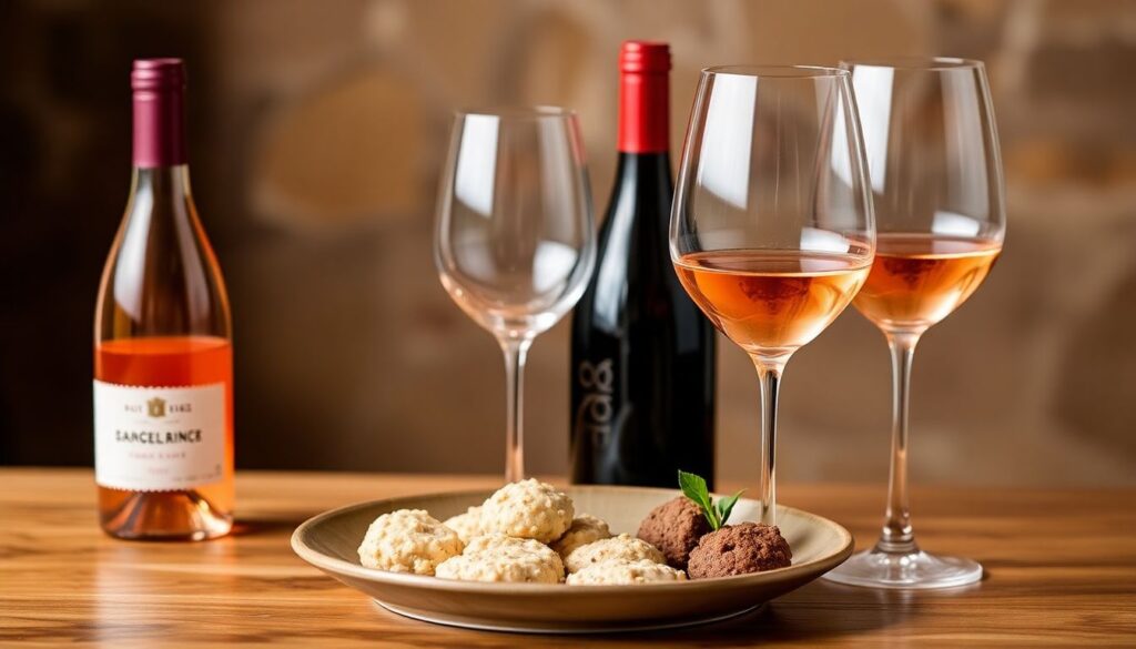 трюфели и розовое вино - иллюстрация