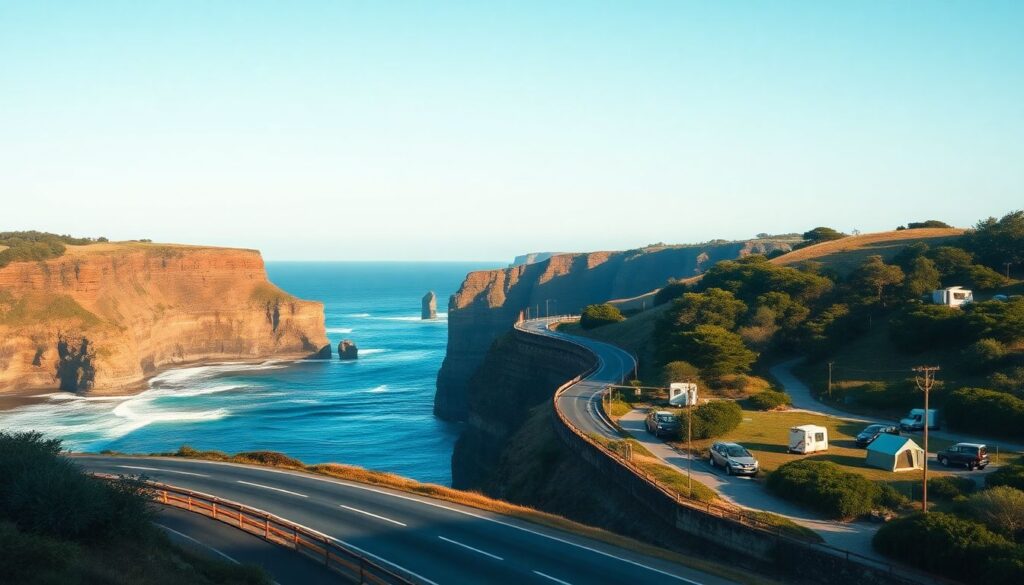 Путешествие по Великому океанскому пути в Австралии - иллюстрация