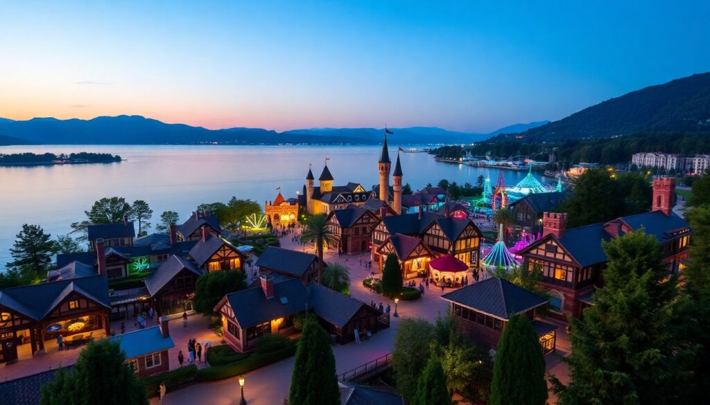 Самые красивые парки аттракционов - иллюстрация