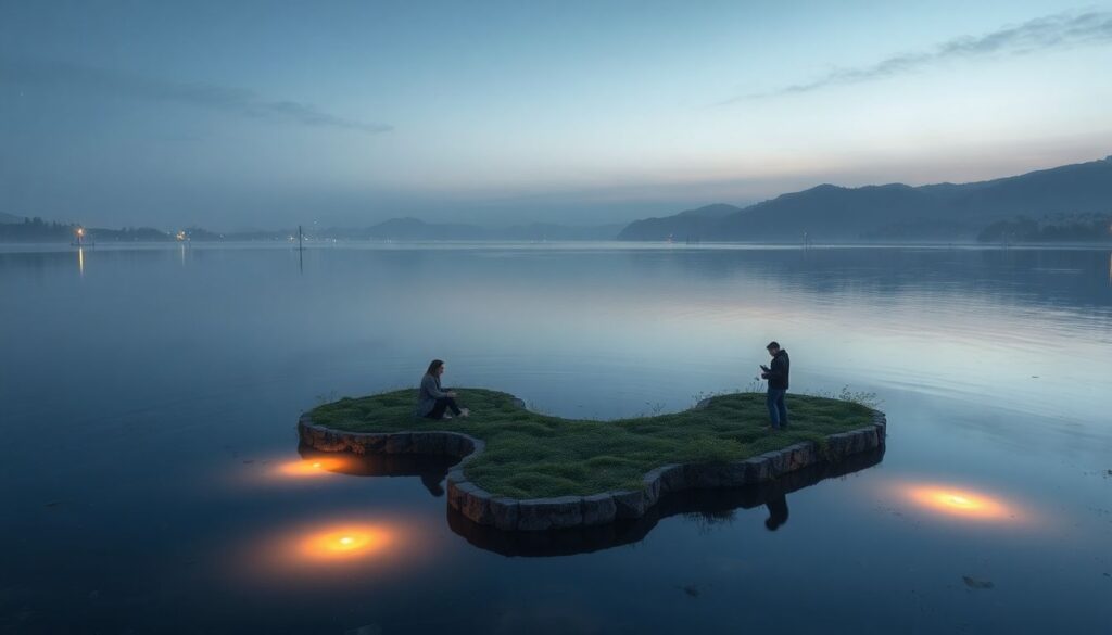 искусство и озеро - иллюстрация