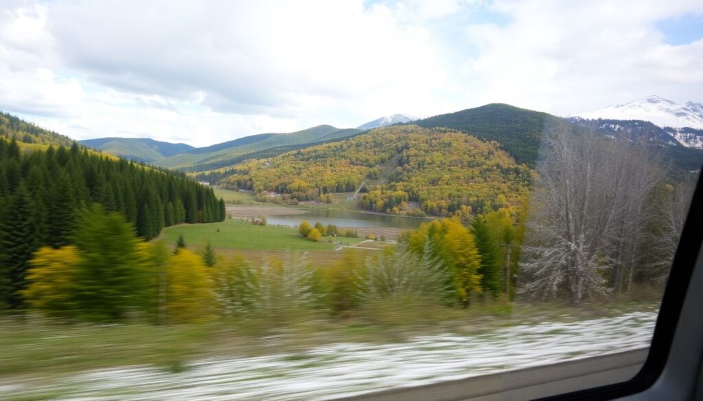 Путешествие по Канаде на поезде - иллюстрация