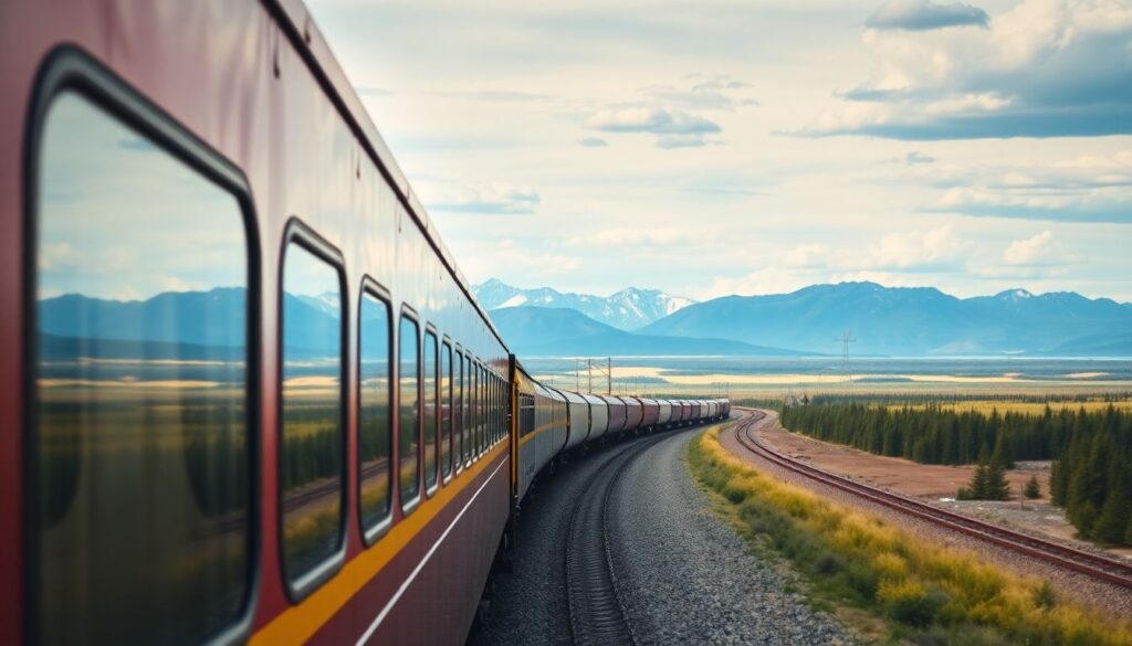 Путешествие по Канаде на поезде - иллюстрация