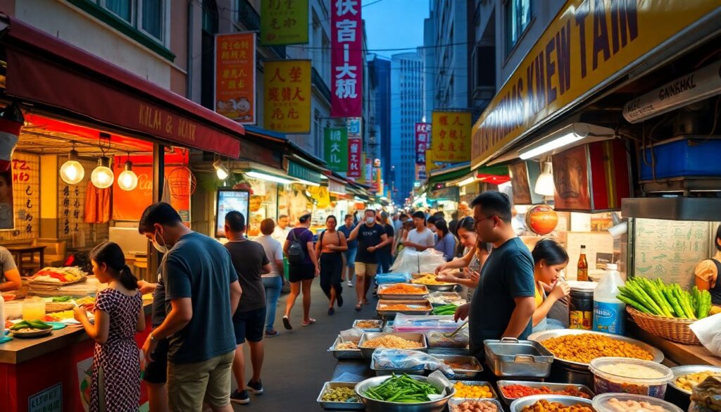 Гид по уличной еде в Куала-Лумпуре - иллюстрация