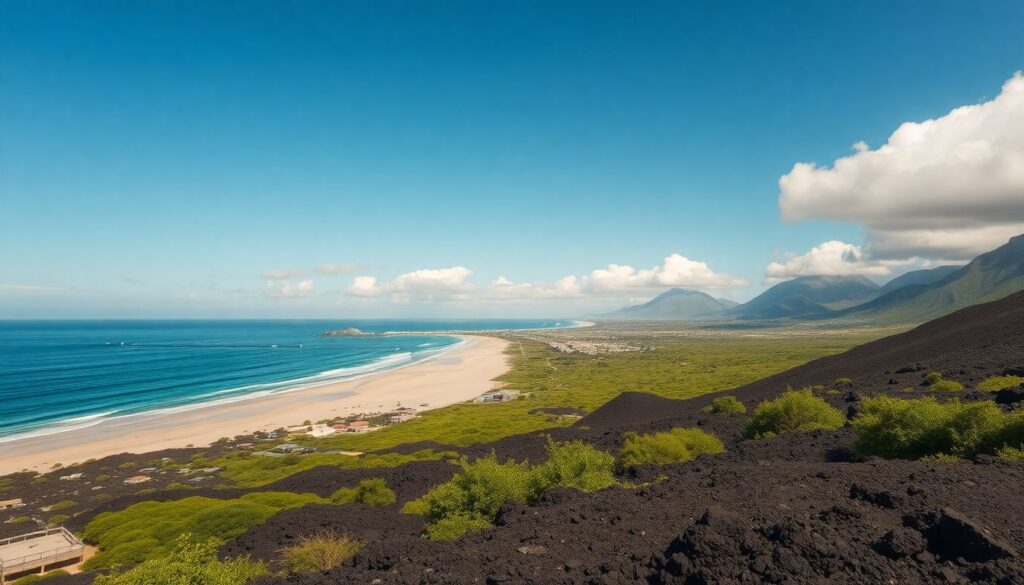 пляжи и вулканы - иллюстрация