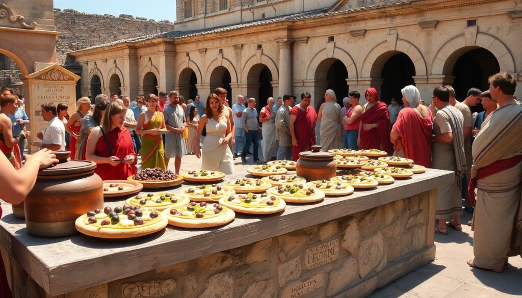 Помпеи и пицца - иллюстрация