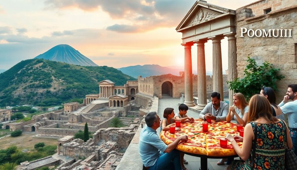 Помпеи и пицца - иллюстрация