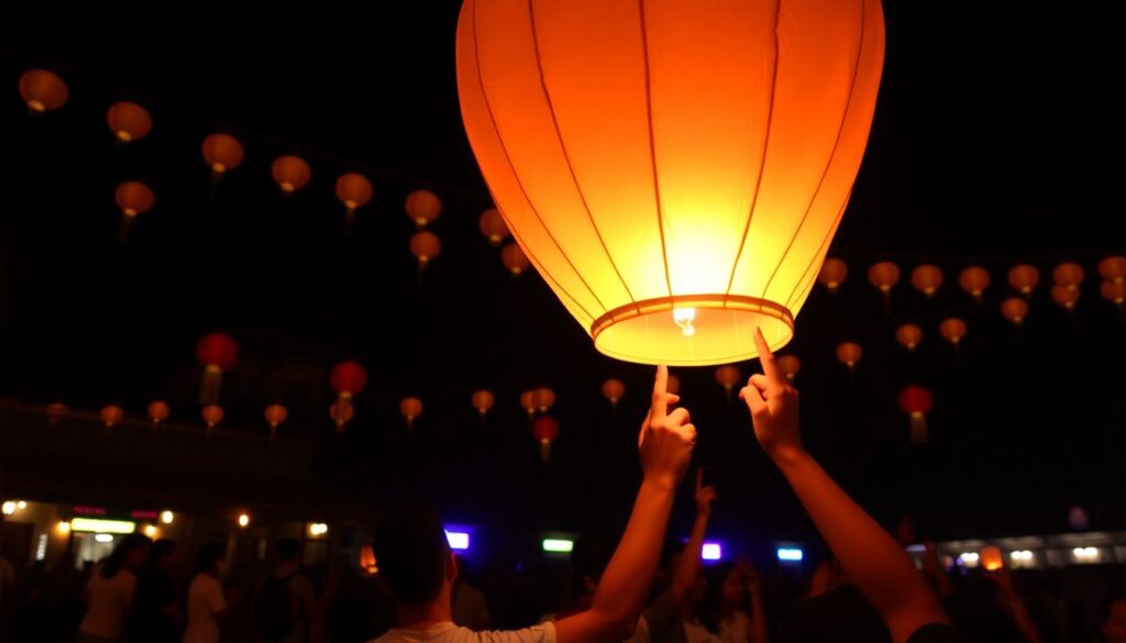 Фестиваль фонариков в Таиланде: Лой Кратонг и Йи Пенг - иллюстрация