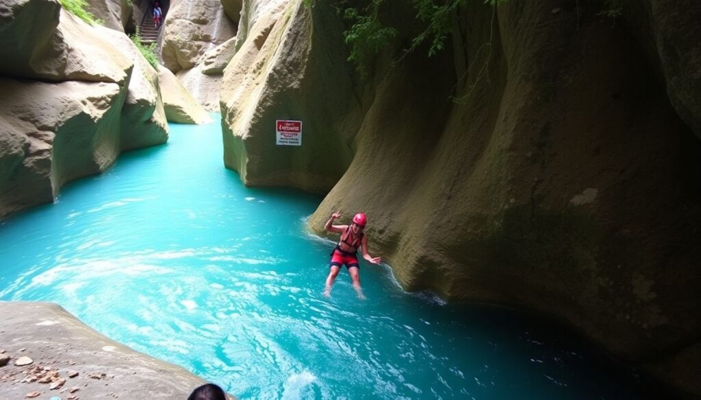 Каньонинг на Филиппинах: прыжки со скал и водопадов - иллюстрация