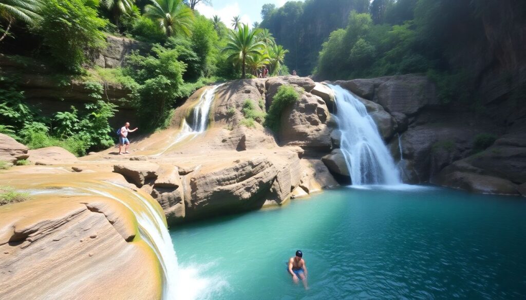 Каньонинг на Филиппинах: прыжки со скал и водопадов - иллюстрация