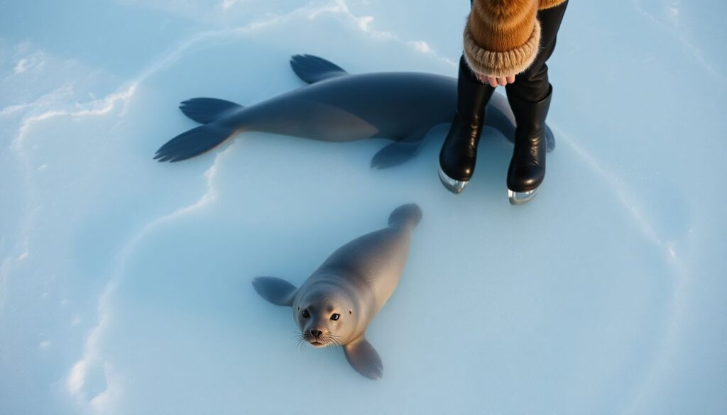 коньки и нерпы - иллюстрация