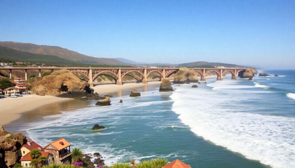 Самые красивые дороги Калифорнии: Pacific Coast Highway - иллюстрация