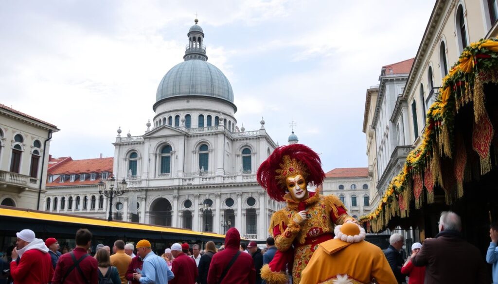 Гид по карнавалу в Венеции - иллюстрация
