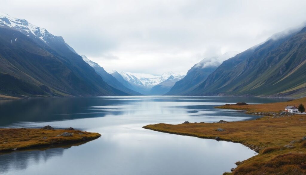 фьорды и современное искусство - иллюстрация