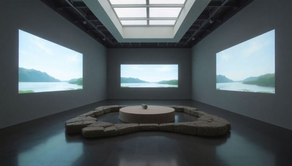 фьорды и современное искусство - иллюстрация