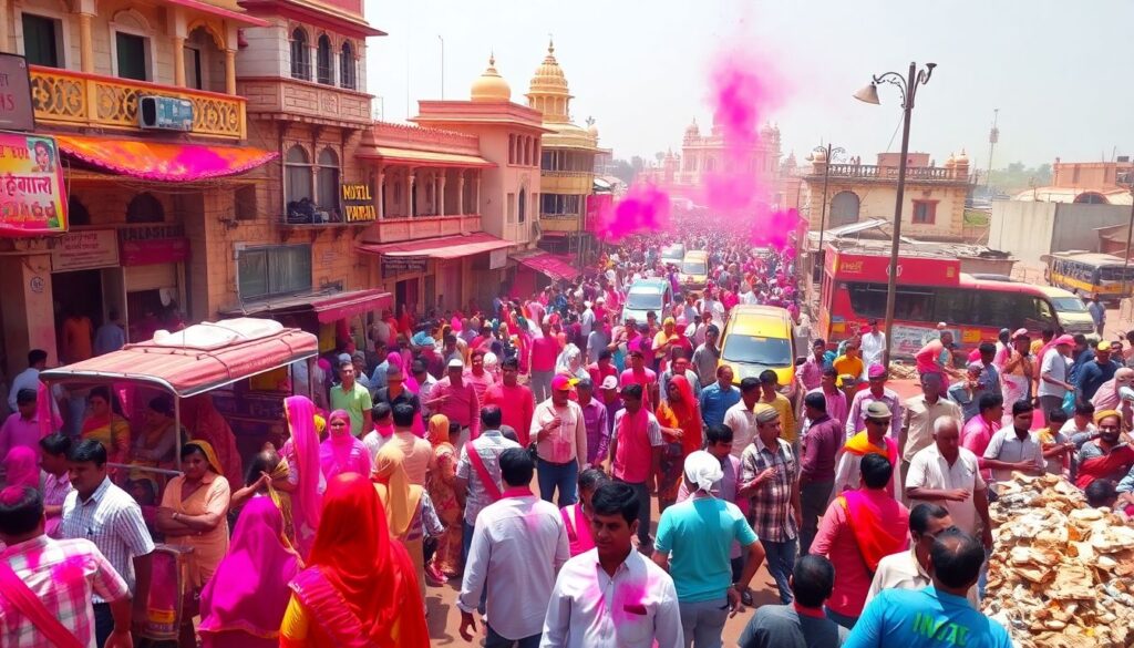 Гид по фестивалю Холи в Индии - иллюстрация