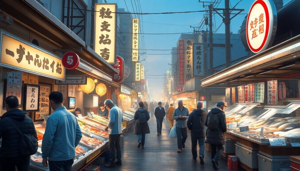 Гид по рыбным рынкам Токио - иллюстрация