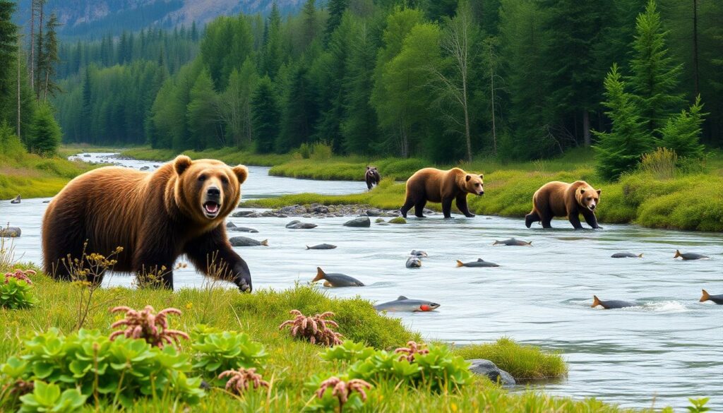 медведи и дикая природа - иллюстрация