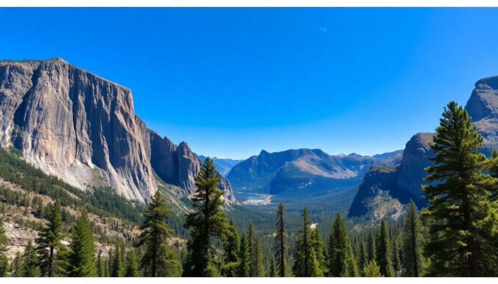 Путешествие по национальному парку Йосемити - иллюстрация