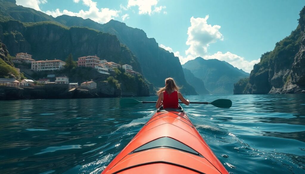 Лучшие места для каякинга по морю - иллюстрация