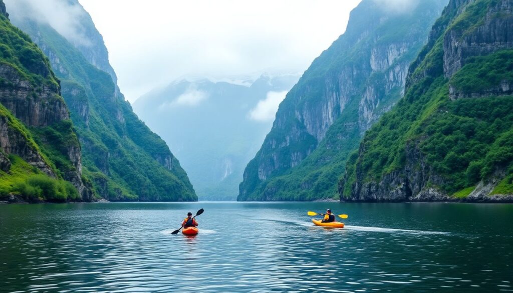 Лучшие места для каякинга по морю - иллюстрация