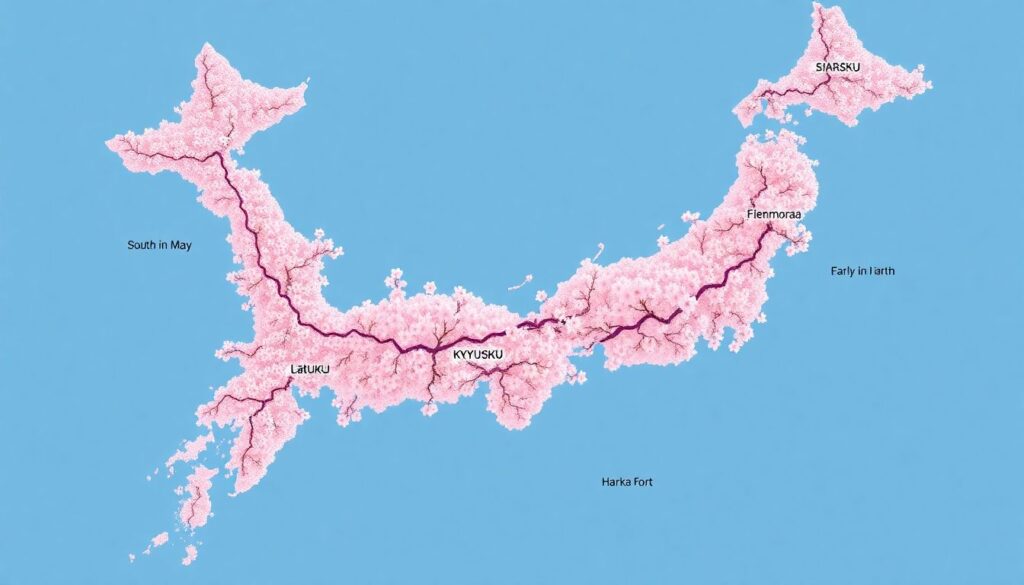 Гид по фестивалю цветения сакуры в Японии - иллюстрация