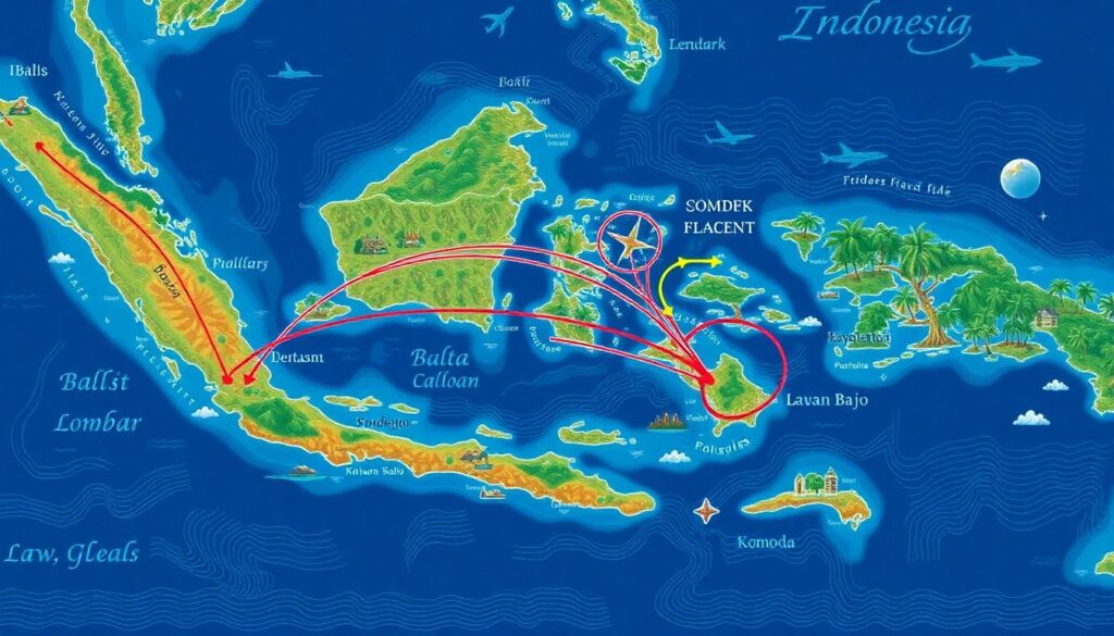 Путешествие по островам Индонезии: от Бали до Комодо - иллюстрация