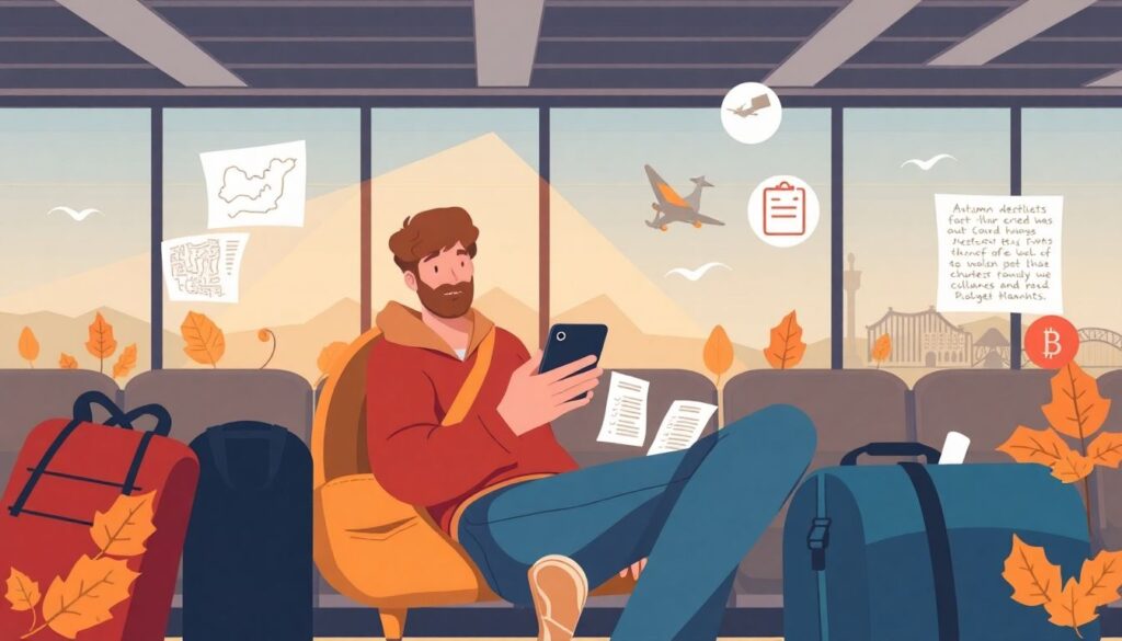 Путешествие по Новой Англии осенью - иллюстрация