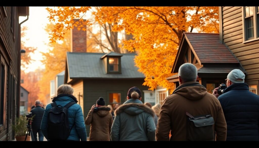 Путешествие по Новой Англии осенью - иллюстрация