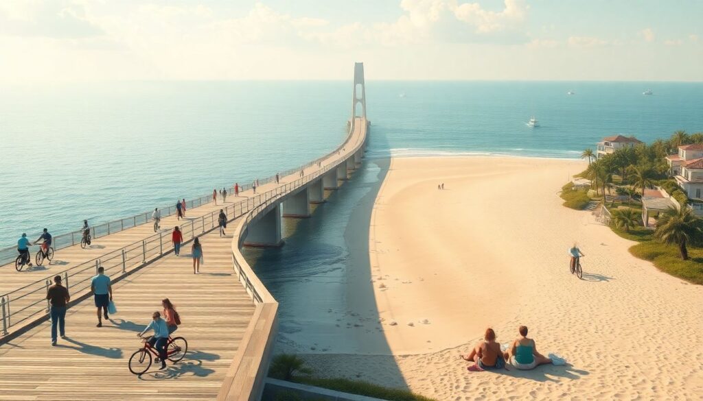 мост и пляжи - иллюстрация