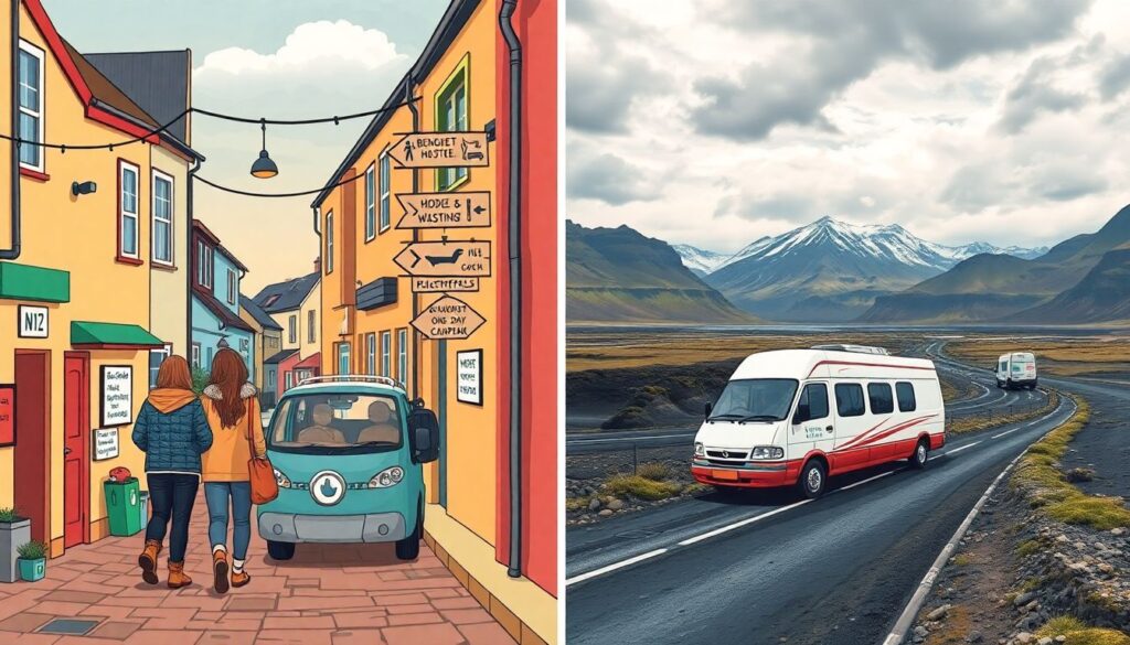 Путешествие по Исландии на автодоме - иллюстрация